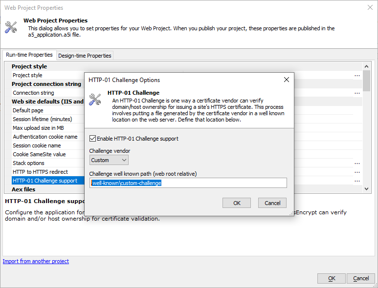 HTTP01 challenge configuration